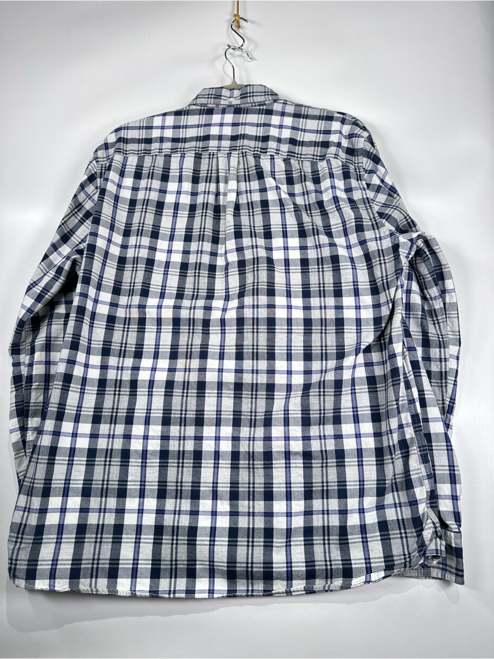 Brooks Brothers Red Fleece Plaid Button Down Shirt Cotton Navy Light Blue L - Picture 4 of 10
